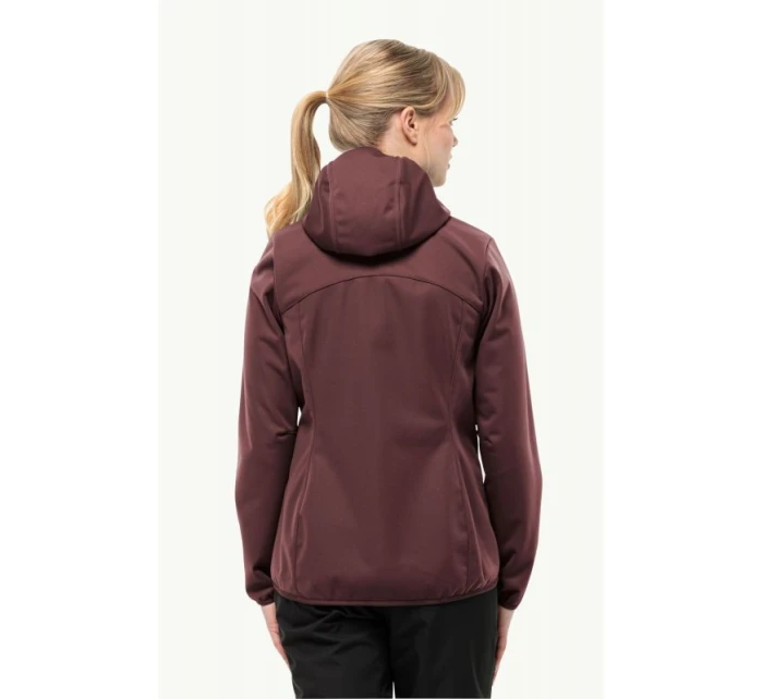 Dámska prechodná bunda s kapucňou Jack Wolfskin Windhain Hoody W softshell červená (1307481_2866)
