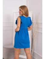 Šaty s volánky na bocích chrpově modré barvy Šaty s volánky na bocích chrpově modré barvy