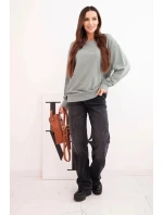 Dámská mikina z bavlny basic s kulatým výstřihem tmavě mátová Dámská mikina z bavlny basic s kulatým výstřihem tmavě mátová