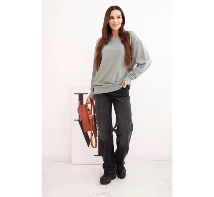 Dámská mikina z bavlny basic s kulatým výstřihem tmavě mátová Dámská mikina z bavlny basic s kulatým výstřihem tmavě mátová