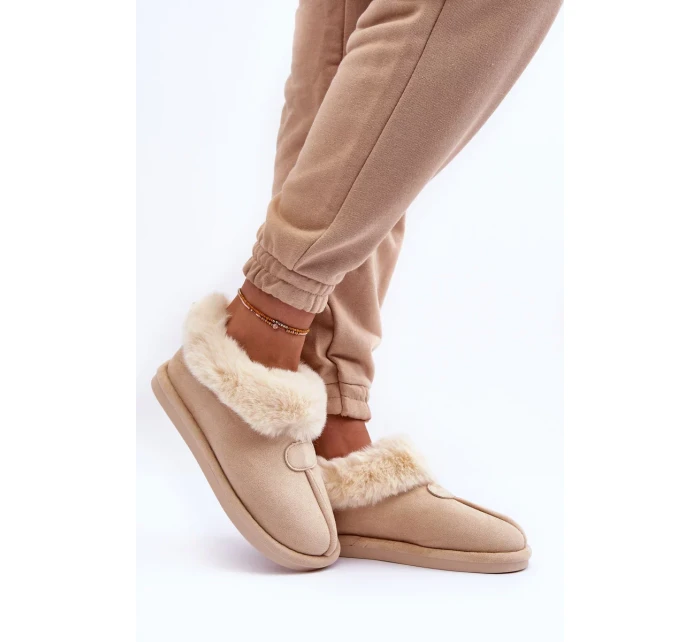 Dámské pantofle s kožíškem, světle béžová Lanoze