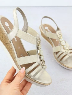 Dámske zlaté sandále Remonte R6264-91 na platforme s gumovou podrážkou