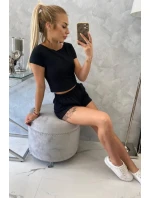 Bavlněná souprava se šortkami černá