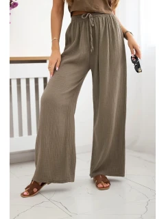 Mušelínové nohavice so širokými nohavicami fango