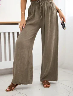 Mušelínové nohavice so širokými nohavicami fango