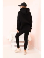 Dámský komplet bavlněný mikina s kapucí a legíny s vysokým pasem černý