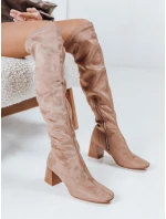 Dámske semišové béžové čižmy FashionStreet ZY1244 Dámske semišové béžové čižmy FashionStreet ZY1244