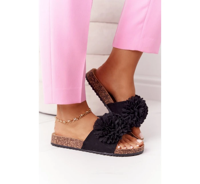 Klapki Na Korkowej Podeszwie Czarne Flowerbomb Klapki Na Korkowej Podeszwie Czarne Flowerbomb
