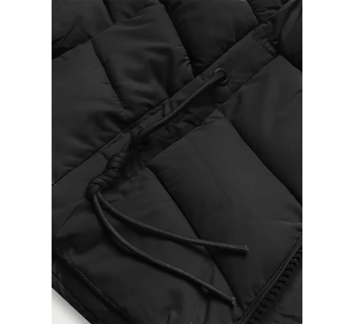 Čierna krátka dámska zimná bunda (TY043-1)