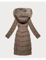 Dámska zimná bunda s kožušinou S'West dark beige (B8525-12)