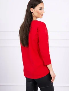 Blúzka s grafikou dievčatá v 3D okuliaroch červená