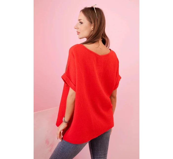 blůza s náhrdelníkem červená model 21959052 - K-Fashion