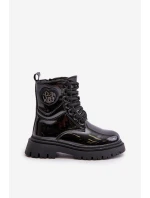 Lakované boty dívčí zateplené kožešinou na zip černé model 21672490 - Boto Lakované boty dívčí zateplené kožešinou na zip černé model 21672490 - Boto