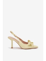 Dámské sandály na podpatku s mašlí Žluté Jonera