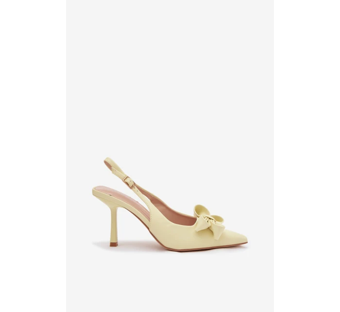 Dámské sandály na podpatku s mašlí Žluté Jonera