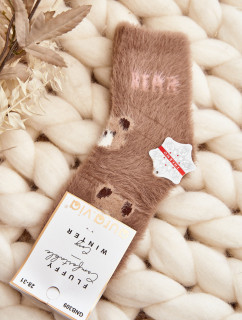 Detské kožušinové ponožky s hnedými medveďmi