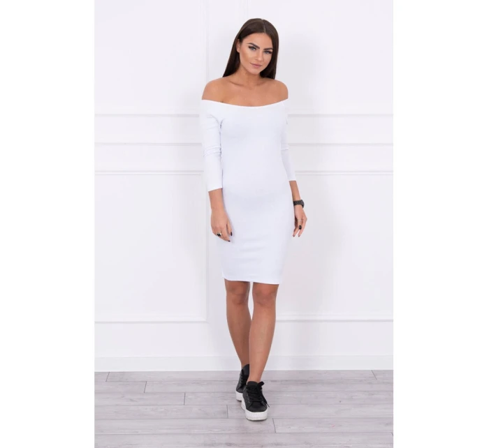 Dámské mini vroubkované šaty 8974 Bílá - K-Fashion