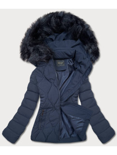 Tmavomodrá krátka zimná bunda s ozdobným prešívaním (16M9056-215)