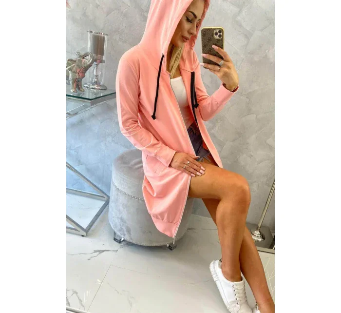 Mikina s kapucňou lososová