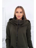 Zateplené šaty s dlhšími bokmi khaki