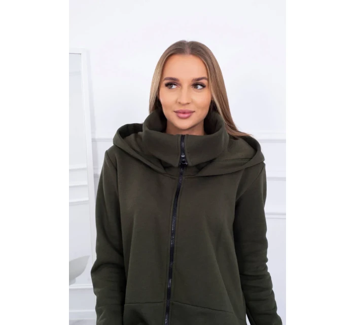 Zateplené šaty s dlhšími bokmi khaki