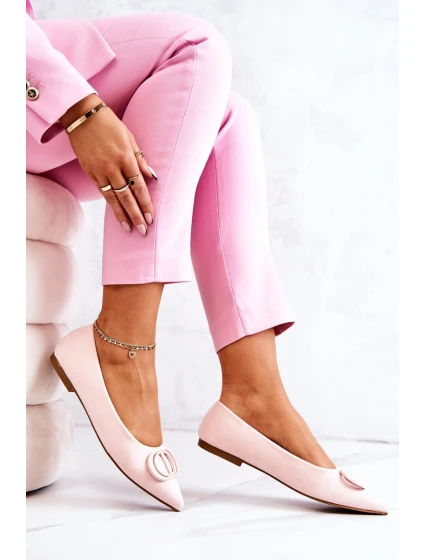 Semišové baleríny světle Růžové model 21572188 - Boto