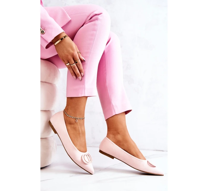 Semišové baleríny světle Růžové model 21572188 - Boto