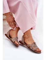 Zazoo 40185 Wygodne Skórzane Wsuwane Sandały Ciemnobeżowe