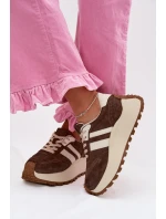 Semišové tenisky na masivní platformě model 22031726 Čokoládové - D&A