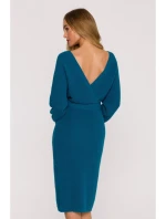 Svetrové šaty s výstřihem do V  modré model 21484552 - Moe