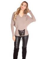 Trendy KouCla bat sweater with lacing