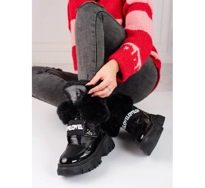 Moderní černé sněhule dámské bez podpatku Moderní černé sněhule dámské bez podpatku