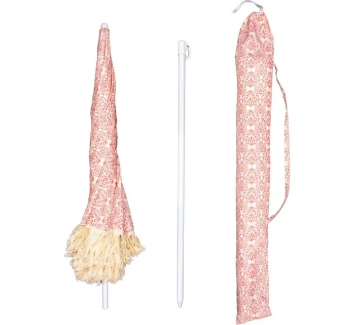 PLÁŽOVÝ A ZÁHRADNÝ SLNEČNÍK SO STRAPCAMI 174 CM ČERVENÝ