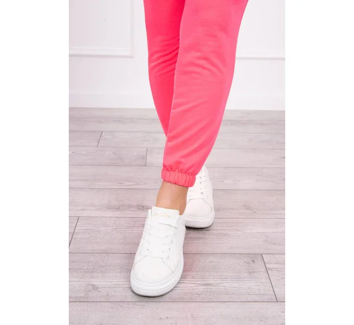 Bavlněné kalhoty růžové neonové