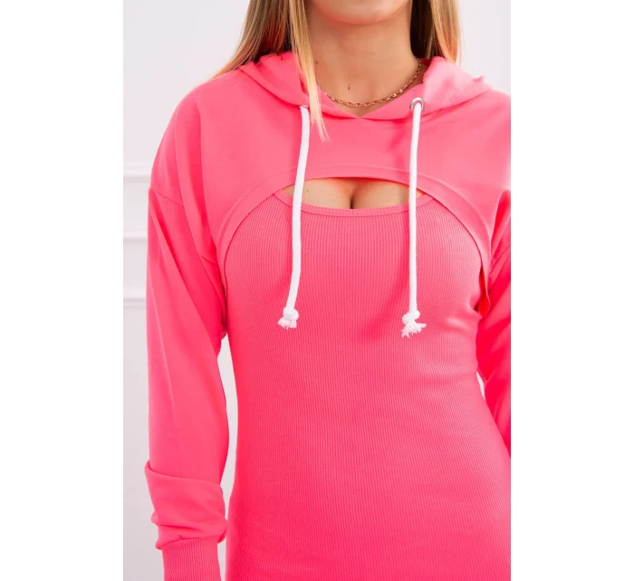 Šaty s mikinou růžové neonové Šaty s mikinou růžové neonové
