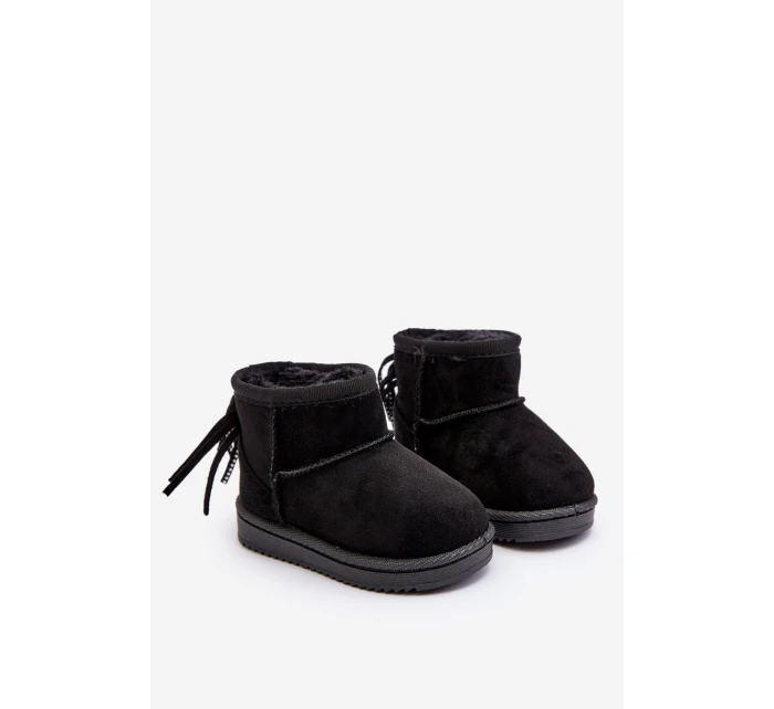 Dětské kozačky s kožešinou a šňůrkami Černé model 21641639 - Boto Dětské kozačky s kožešinou a šňůrkami Černé model 21641639 - Boto