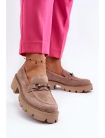 Masywne Mokasyny Damskie Zamszowe Beżowe Neloria Masywne Mokasyny Damskie Zamszowe Beżowe Neloria