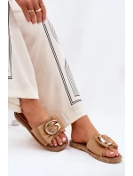 Płaskie Klapki Damskie Z Ozdobnym Detalem Camel Nellodra Płaskie Klapki Damskie Z Ozdobnym Detalem Camel Nellodra