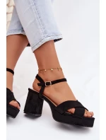 Dámské sandály na podpatku Černé Janelia Dámské sandály na podpatku Černé Janelia