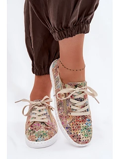 Otevřené polobotky z přírodního semiše vícebarevné Kamelia