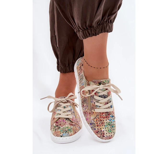 Otevřené polobotky z přírodního semiše vícebarevné Kamelia