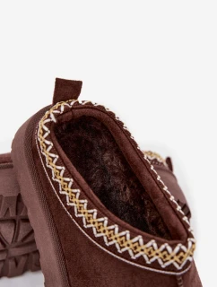 Detské/módne snežnice s výšivkou na platforme Jolisse - čokoláda