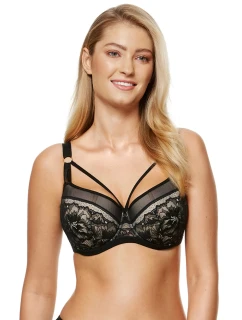 Dámska podprsenka Gwen-B4 Black with beige - Gorteks