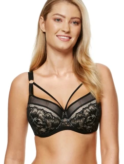 Dámska podprsenka Gwen-B4 Black with beige - Gorteks