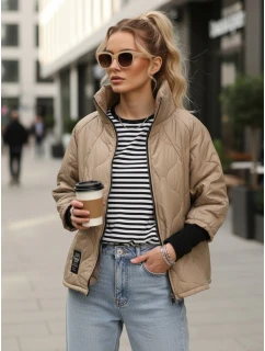 Dámska prešívaná prechodná bunda v ťavej farbe FashionStreet TY5543