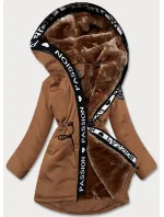 Dámská bunda v karamelové barvě s kožešinovou podšívkou model 21345406 - S'WEST