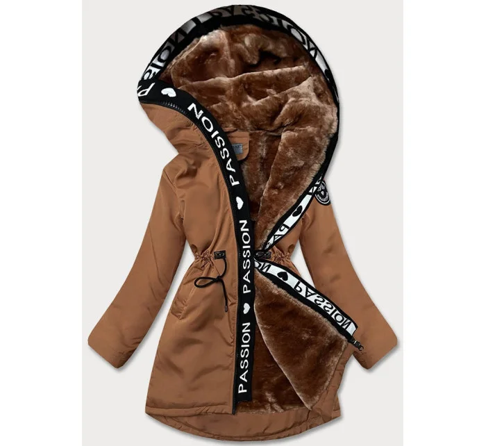 Dámská bunda v karamelové barvě s kožešinovou podšívkou model 21345406 - S'WEST