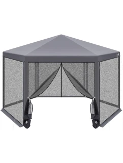 Záhradný pavilón 2x2x2x2,5 m so sivou moskytiérou