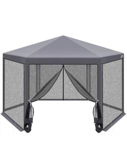 Záhradný pavilón 2x2x2x2,5 m so sivou moskytiérou