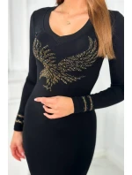 Pletené šaty s motivem model 19062262 černé - K-Fashion Pletené šaty s motivem model 19062262 černé - K-Fashion